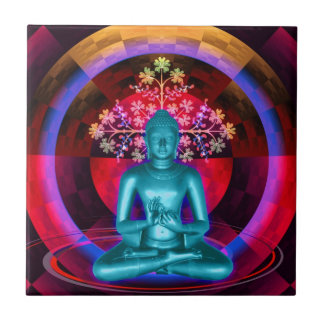 Cerâmica Azulejo azul Meditating de Buddha