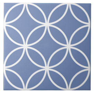 Cerâmica Azulejo azul, padrão de folhas do círculo de repet