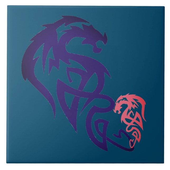 Cerâmica Azulejo Azul Simples de Dragão (Frente)