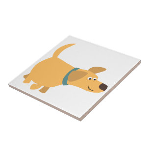 Cerâmica Azulejo bonito de Labrador do amarelo dos desenhos
