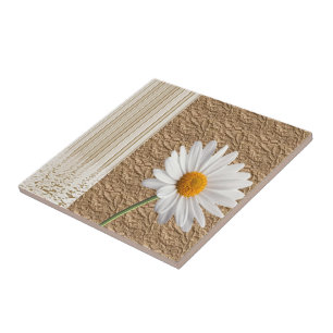 Cerâmica Azulejo Branco Flor de Margarida