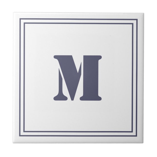 Cerâmica Azulejo Branco Monograma de Quadro (Frente)