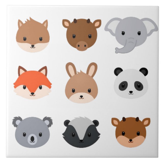 Cerâmica Azulejo - Cabeças de Bebês Animais (Frente)