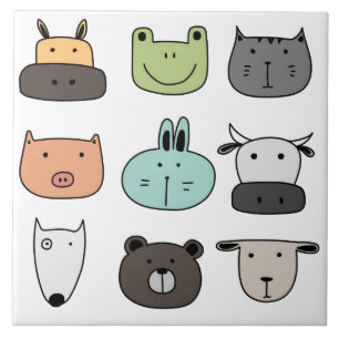 Cerâmica Azulejo - Cabeças Divertidas de Animais
