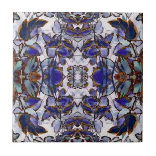 Cerâmica Azulejo Caleidoscópio de Folhas Azuis