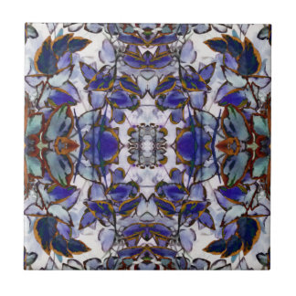 Cerâmica Azulejo Caleidoscópio de Folhas Azuis