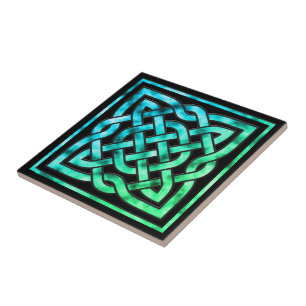 Cerâmica Azulejo Celta de Nó Cerâmico: Design Azul Quadrado