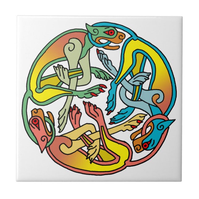 Cerâmica Azulejo celta de Triskele dos cães (Frente)