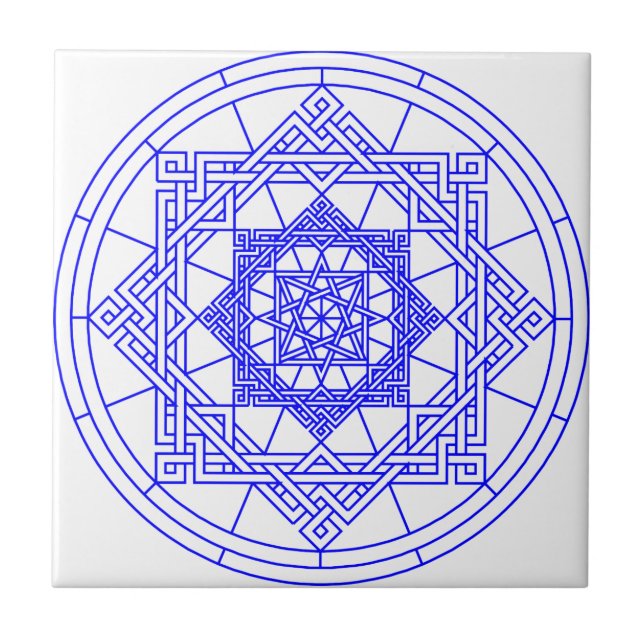 Cerâmica Azulejo celta do teste padrão de estrela do nó (Frente)