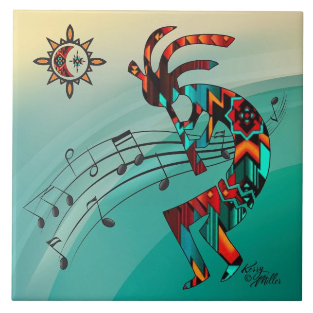 Cerâmica Azulejo CERAMIC do Sudoeste de Kokopelli (Frente)