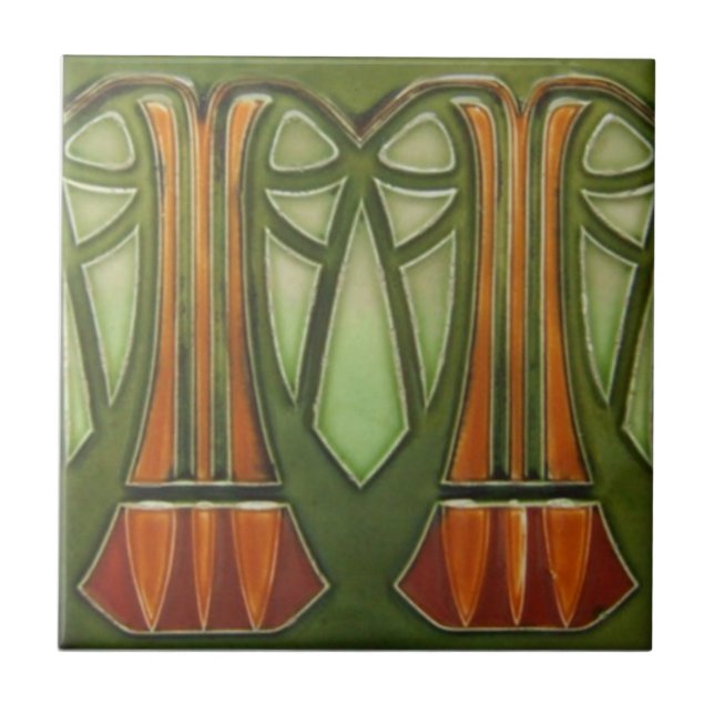 Cerâmica Azulejo cerâmico - Azulejo verde da árvore de palm (Frente)