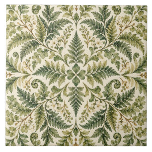 Cerâmica Azulejo Cerâmico Botânico de Samambaia em Aquarela