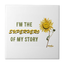 Cerâmica Azulejo cerâmico branco de super-herói por Poeta A