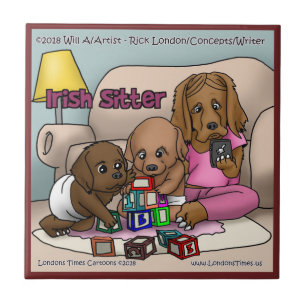 Cerâmica Azulejo Cerâmico Cartoon do Setter Irlandês de Ric