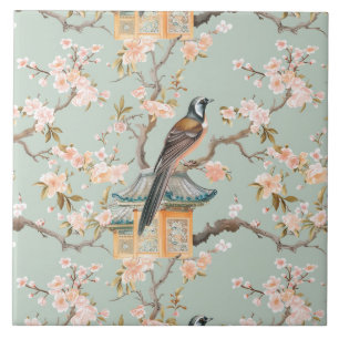 Cerâmica Azulejo Cerâmico Chinoiserie Pássaro & Flor de Cer