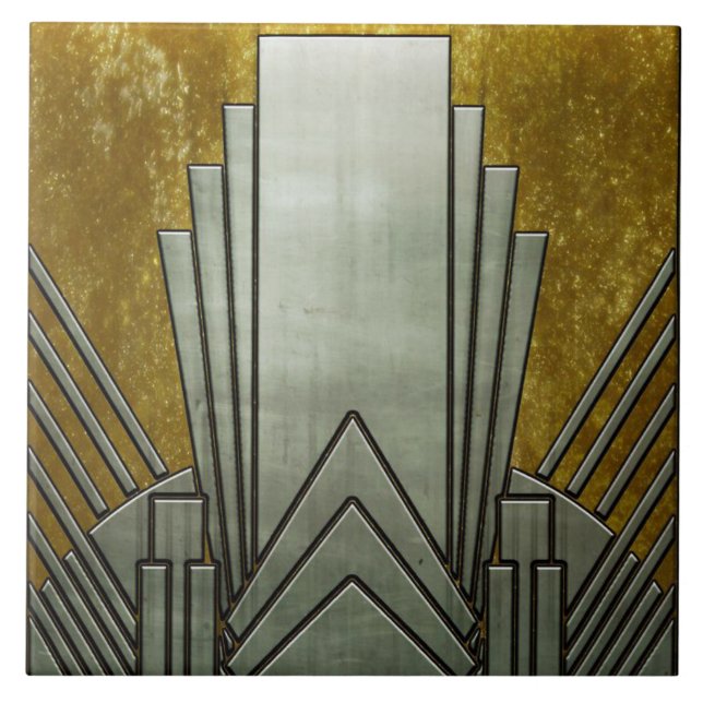 Cerâmica Azulejo cerâmico - Cinzas de Art Deco e Dourado (Frente)