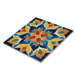 Cerâmica Azulejo cerâmico Colorido de Estilo Floral Simétri