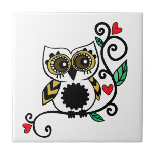 Cerâmica Azulejo cerâmico com design de coruja