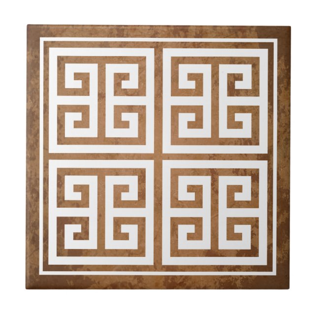 Cerâmica Azulejo cerâmico com Design de padrão-chave grego (Frente)