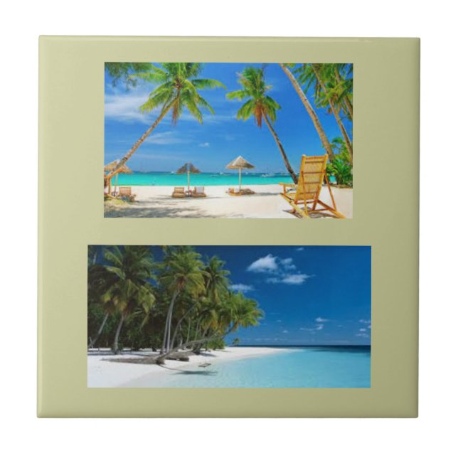 Cerâmica azulejo cerâmico com duas cenas de praia (Frente)