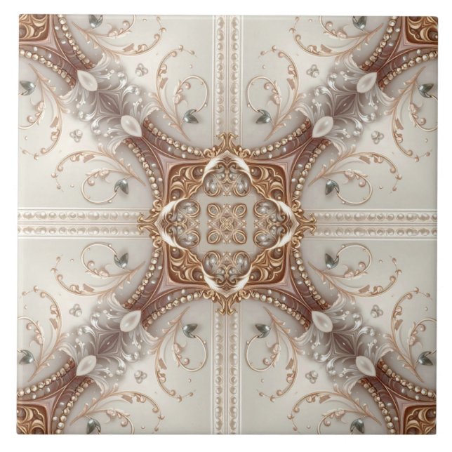 Cerâmica Azulejo Cerâmico com Enfeites de Pérola (Frente)