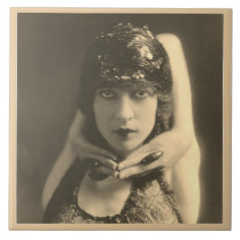 Cerâmica Azulejo cerâmico com face de Dançarina de Vintage