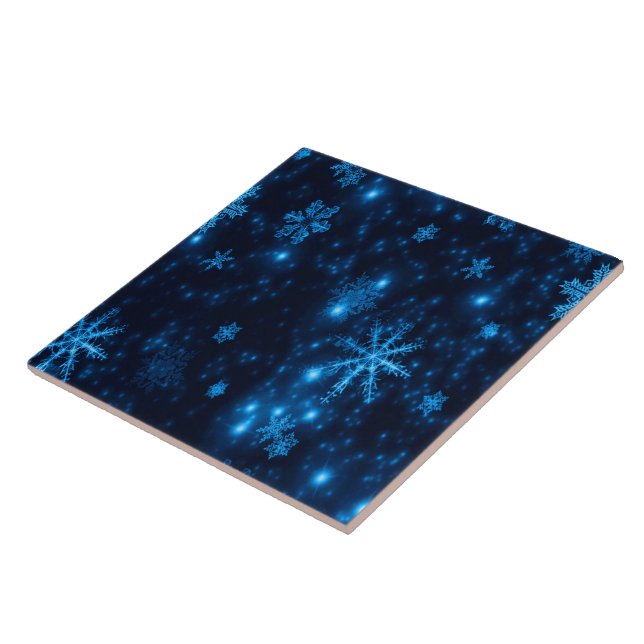 Cerâmica Azulejo cerâmico com flocos de neve azuis e brilha (Lateral)