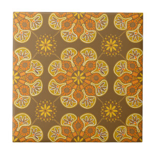 Cerâmica Azulejo cerâmico com medalhões de ouro repetitivos