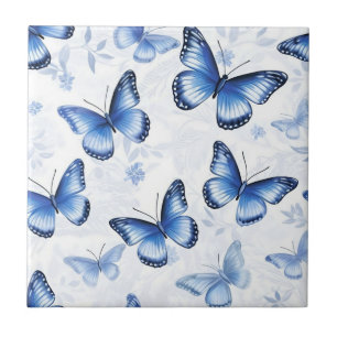 Cerâmica Azulejo Cerâmico com Padrão Floral de Borboleta Az