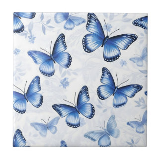 Cerâmica Azulejo Cerâmico com Padrão Floral de Borboleta Az