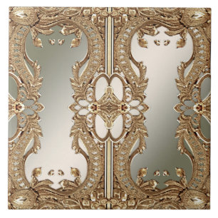 Cerâmica Azulejo cerâmico com quadro de Ornamentado Dourado