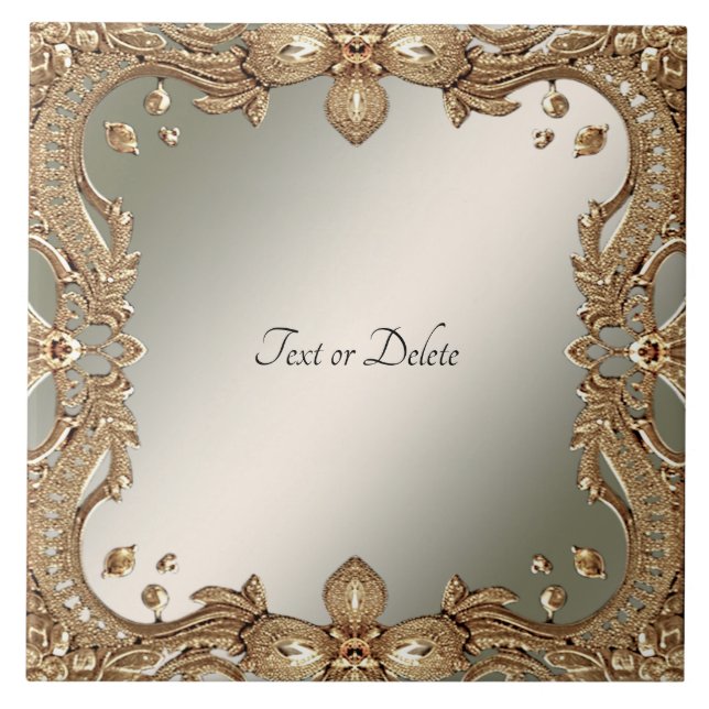 Cerâmica Azulejo cerâmico com quadro de Ornamentado Dourado (Frente)