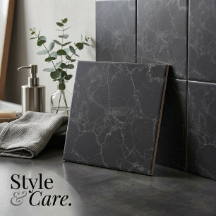 Cerâmica Azulejo Cerâmico com Textura de Mármore Preto 10,8