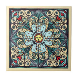 Cerâmica Azulejo cerâmico da arte da mandala de Sun do