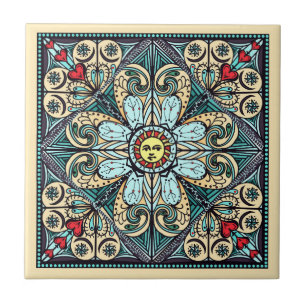 Cerâmica Azulejo cerâmico da arte da mandala de Sun do