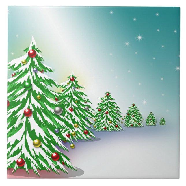 Cerâmica Azulejo cerâmico da foto das árvores de Natal (Frente)