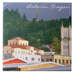 Cerâmica Azulejo cerâmico da foto de Astoria Oregon grande