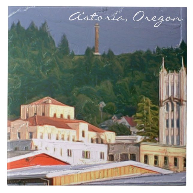 Cerâmica Azulejo cerâmico da foto de Astoria Oregon grande (Frente)