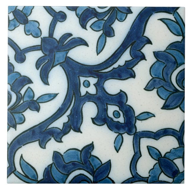 Cerâmica Azulejo cerâmico da foto do design azul de Damasco (Frente)