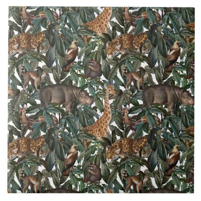 Cerâmica Azulejo cerâmico de animais africanos (Frente)