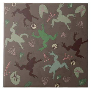 Cerâmica Azulejo cerâmico de Arte Botânica com Sapo bonit