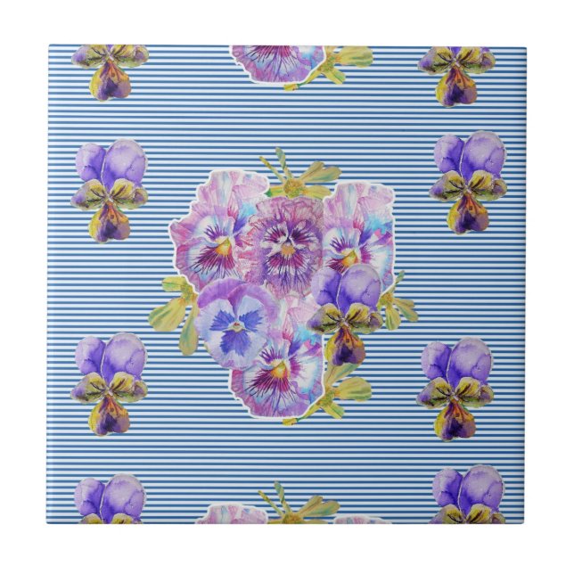 Cerâmica Azulejo Cerâmico de arte floral de Violeta em esti (Frente)