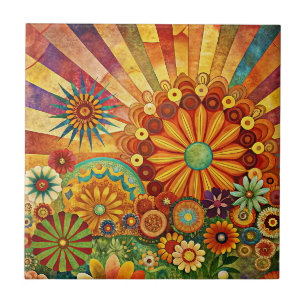 Cerâmica Azulejo Cerâmico de Arte Hippie