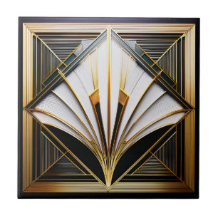 Cerâmica Azulejo cerâmico de arte preto, branco e Dourado.