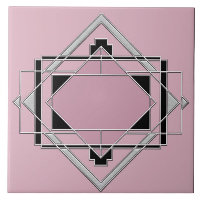 Cerâmica Azulejo Cerâmico de Arte Rosa Deco. (Frente)