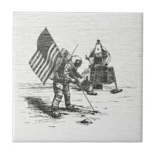 Cerâmica Azulejo Cerâmico de Astronauta Vintage - Alunissag