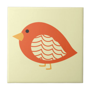 Cerâmica Azulejo cerâmico de aves quirky, de cor branca