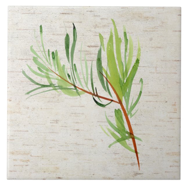 Cerâmica Azulejo cerâmico de bambu e passarinho (Frente)