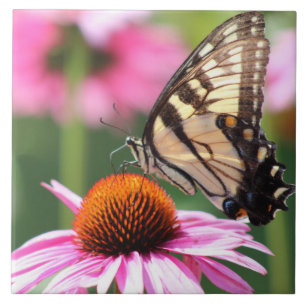 Cerâmica Azulejo cerâmico de borboletas amarelas