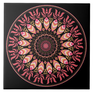 Cerâmica Azulejo Cerâmico De Coral E Pia-Rosa Mandala